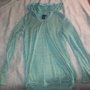Teal hooded shirt